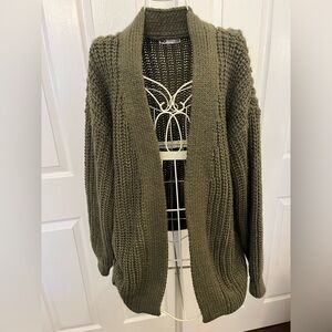 Olive Green Knit Cardigan